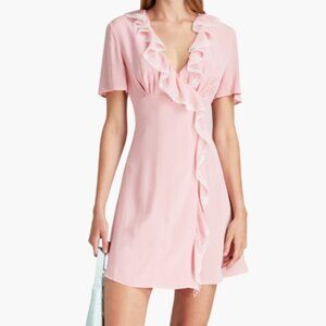 ALEXACHUNG Sherilyn lace-trimmed wrap-effect cady mini dress NWT
